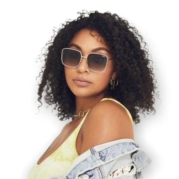 Quay Australia Real One Oversized Sunglasses Gold Smoke